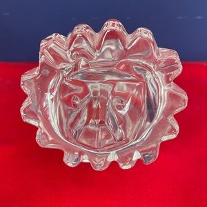 Vintage large Crystal lion dish for rings, olives, dips